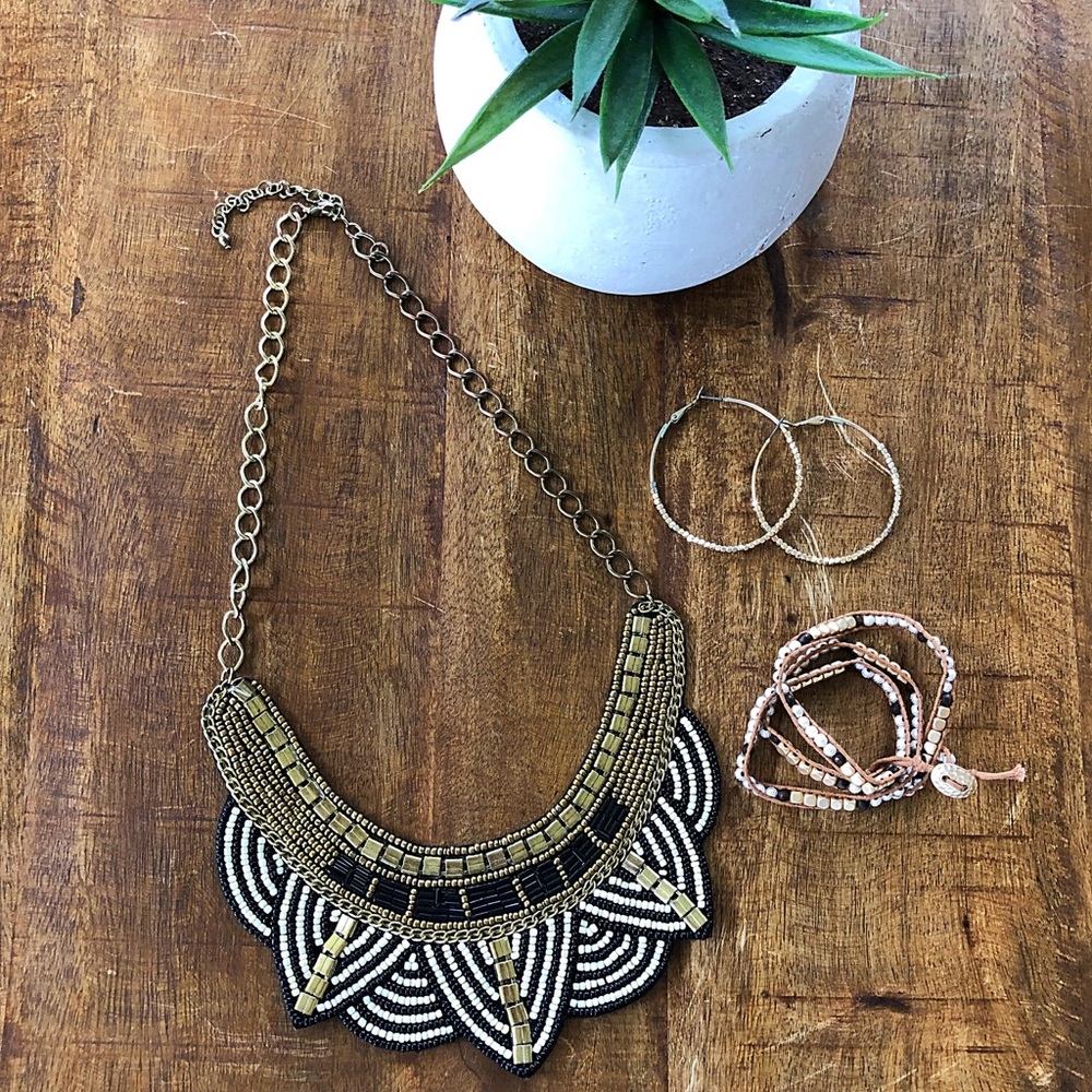3-Piece Set: Necklace, wrap bracelet, & earrings